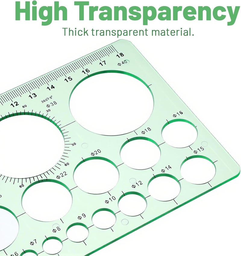 Elegaperma 2 pcs Circle Template for Drawing, Lightweight Portable Circle Stencils, Durable Geometric Stencil, Draw Geometric Shapes Such as Circles, Triangles, Squares, and Hexagons of Various Sizes - Image 3